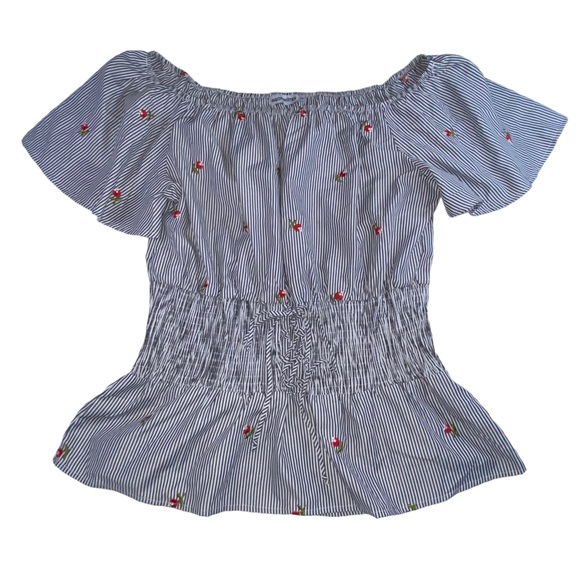 Roommates Tops - Roommates Striped Floral Lace Up Top Blouse - Woman’s Size 2X